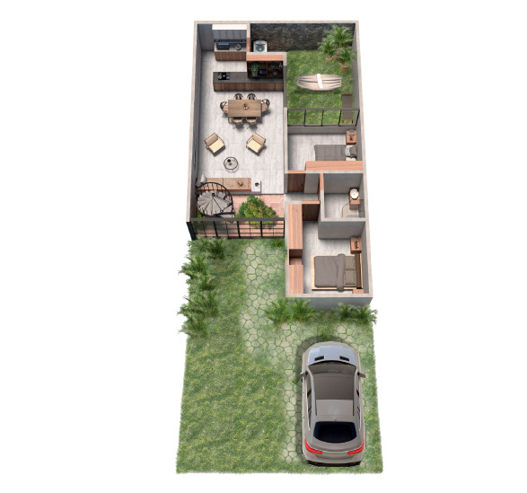 Vista isométrica planta baja Stella